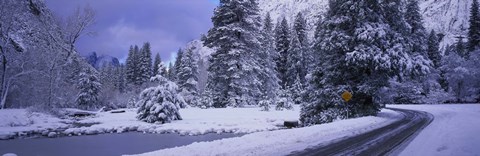 Framed Winter Road, Yosemite Park, California, USA Print