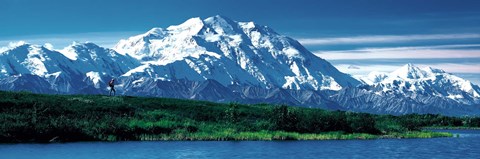 Framed Snow covered mountain in Denali National Park AK Print