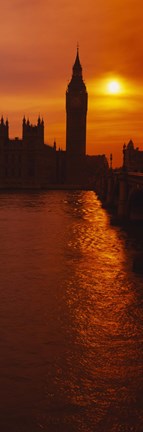 Framed Big Ben at Sunset, House of Parliament, London, England Print