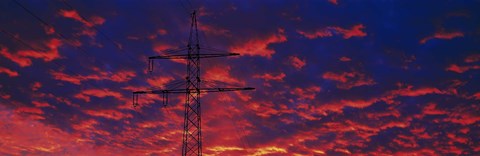 Framed Power lines at sunset Germany Print