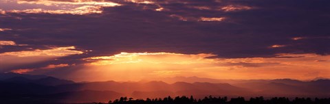 Framed Sunset over Rocky Mts from Daniels Park  CO USA Print