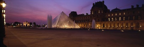 Framed Pyramid lit up at night, Louvre Pyramid, Musee Du Louvre, Paris, Ile-de-France, France Print