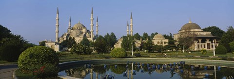 Framed Garden in front of a mosque, Blue Mosque, Istanbul, Turkey Print