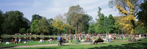 Framed People Relaxing In The Park, Vondel Park, Amsterdam, Netherlands Print