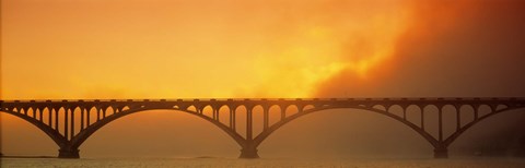 Framed Sunset Fog And Highway 101 Bridge CA Print