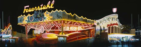 Framed Neon sign lit up at night, Oktoberfest, Munich, Bavaria, Germany Print