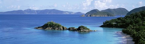 Framed US Virgin Islands, St. John, Trunk Bay, Rock formation in the sea Print