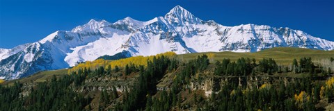 Framed Snowcapped mountains on a landscape, Wilson Peak in autum, San Juan Mountains, near Telluride, Colorado Print