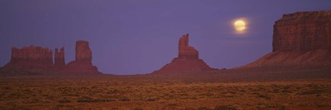 Framed Moon over Monument Valley Tribal Park, Arizona Print