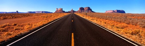 Framed Empty Road, Clouds, Blue Sky, Monument Valley, Utah, USA, Print