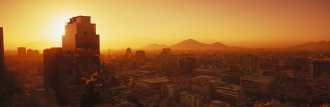 Framed Downtown, Cityscape, Santiago, Chile Print