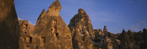 Framed Rock formations on a landscape, Uchisar, Cappadocia, Anatolia, Turkey Print