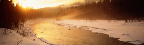 Framed Frozen River, BC, British Columbia, Canada Print