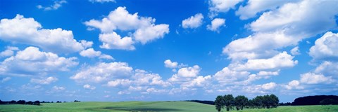 Framed Cumulus Clouds With Landscape, Blue Sky, Germany Print
