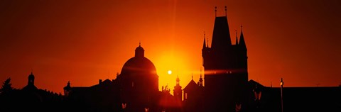 Framed Sunrise Tower Charles Bridge Czech Republic Print