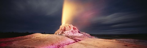 Framed Steam erupting from a geyser, White Dome Geyser, Lower Geyser Basin, Yellowstone National Park, Wyoming, USA Print