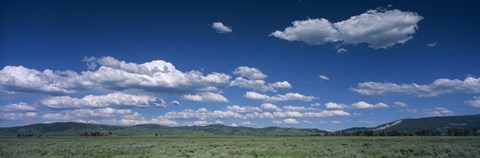 Framed Clouds and meadow, Wyoming, USA Print