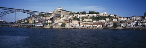 Framed Buildings at the waterfront, Serra do Pillar, Douro River, Porto, Portugal Print
