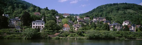 Framed Houses on a hillside, Neckar River, Heidelberg, Baden-Wurttemberg, Germany Print
