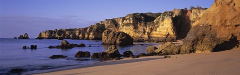 Framed Portugal, Lagos, Algarve Region, Panoramic view of the beach and coastline Print
