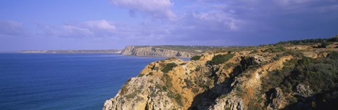 Framed Rock formations at a seaside, Algarve, Lagos, Portugal Print