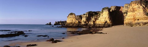 Framed Rock formations on the coast, Algarve, Lagos, Portugal Print