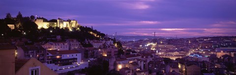 Framed Elevated View Of The City, Skyline, Cityscape, Lisbon, Portugal Print