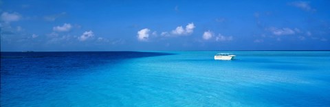 Framed Boat in the Ocean, The Maldives Print