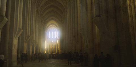 Framed Group of people in the hallway of a cathedral, Alcobaca, Portugal Print