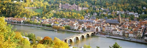 Framed Aerial view of Heidelberg Castle and city, Heidelberg, Baden-Wurttemberg, Germany Print