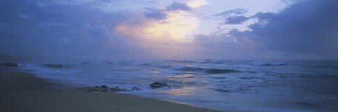 Framed Sunset over the sea, Porto, Portugal Print