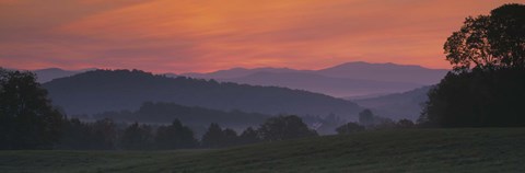 Framed Fog over hills, Caledonia County, Vermont, New England, USA Print