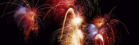 Framed Fireworks Display, Banff, Alberta, Canada Print