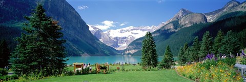 Framed Shore of Lake Louise, Banff National Park, Alberta, Canada Print