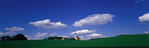 Framed Rural Scene With Church, Near Niederaich, Germany Print