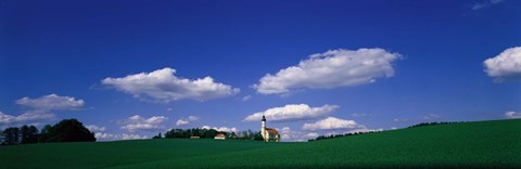Framed Rural Scene With Church, Near Niederaich, Germany Print