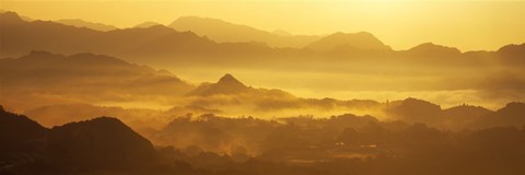 Framed Mountains with valley at sunset, Takachiho-Kyo, Miyazaki Prefecture, Kyushu, Japan Print