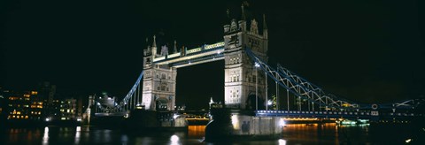 Framed Bridge lit up at night, Tower Bridge, London, England Print