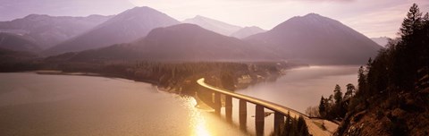 Framed Bridge Over Sylvenstein Lake, Bavaria, Germany Print