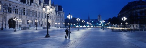 Framed Hotel de Ville &amp; Notre Dame Cathedral Paris France Print