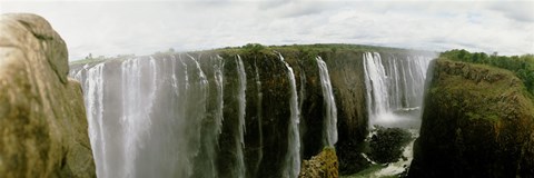 Framed Water falling into a river, Victoria Falls, Zimbabwe, Africa Print