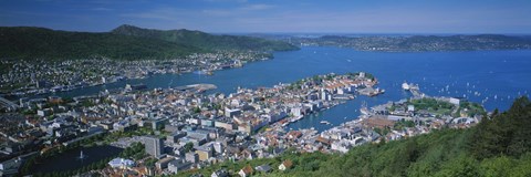 Framed High angle view of a city, Bergen, Hordaland, Norway Print