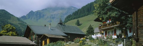 Framed Low angle view of houses on a mountain, Muren, Switzerland Print