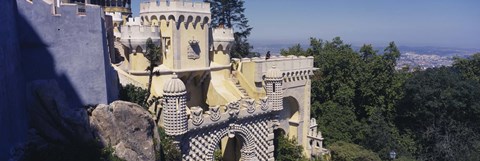 Framed High section view of a building, Pena Palace, Palacio Nacional De Sintra, Portugal Print