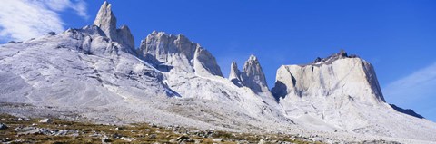 Framed Rock formations on a mountain range, Torres Del Paine National Park, Patagonia, Chile Print