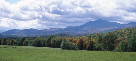 Framed Clouds over a grassland, Mt Mansfield, Vermont, USA Print