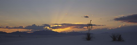 Framed Clouds over a desert at sunset, White Sands National Monument, New Mexico, USA Print