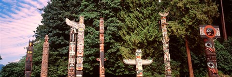 Framed Totem poles in a park, Stanley Park, Vancouver, British Columbia, Canada Print