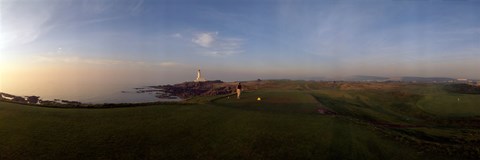 Framed Golf course with a lighthouse in the background, Turnberry, South Ayrshire, Scotland Print