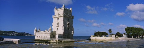 Framed Fort at the coast, Torre De Belem, Lisbon, Portugal Print